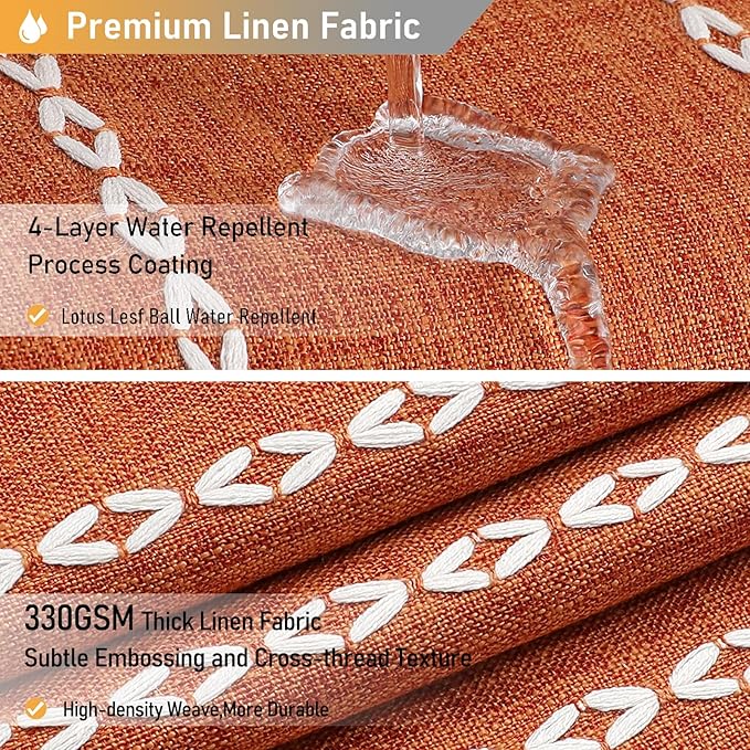 BTTN Stall Fabric Shower Curtain - 54x78 Boho Striped Linen Heavy Duty Tassel Shower Curtain Set with 10 Hook, Narrow Rustic Modern Farmhouse Bohemian Thick Shower Curtains for Bathroom - Burnt Orange