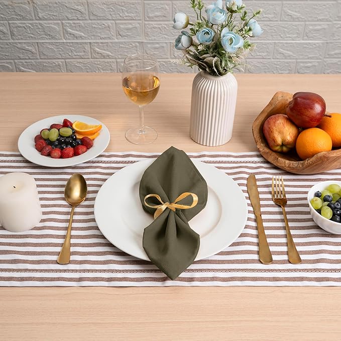 Blue Needles Solid Cloth Napkins Set of 12 Olive Green 100% Cotton Dinner Napkins 18x18 inches, Reusable, Absorbent & Washable Linen, Ideal for Wedding Events Farmhouse Parties Hotel & Everyday Use