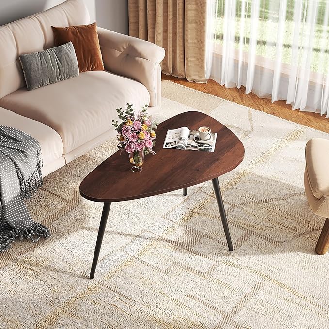 WLIVE Oval Coffee Tables, Modern Coffee Table for Living Room, Coffe Table for Small Space Home Office, Easy Assembly, 33.5" W x 18.9" D x 18.7" H, Espresso