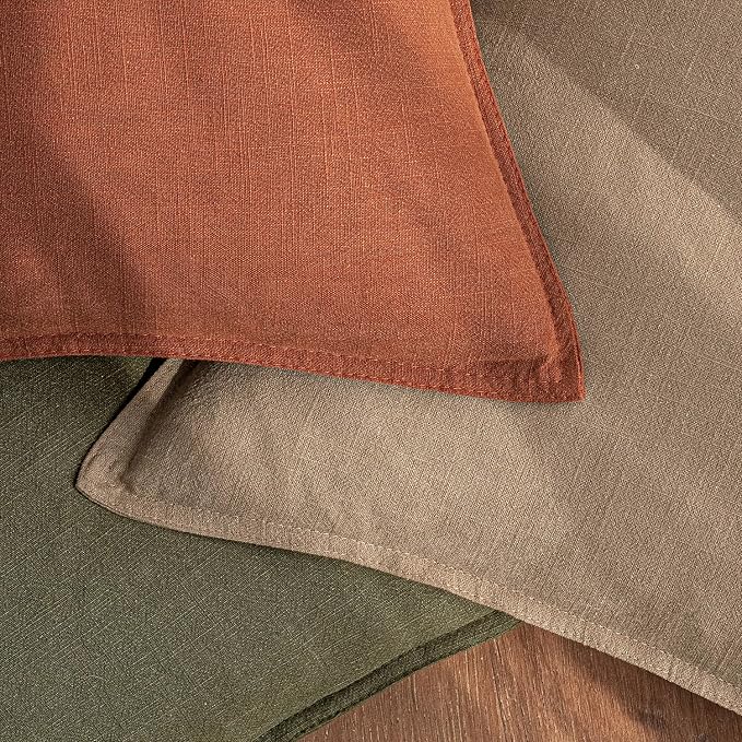 26x26 Inch Set of 2 Decorative Linen Solid Throw Pillow Covers Boho Accent Farmhouse Couch Pillowcases Modern Netural Euro Home Decor for Couch Sofa Living Room Bed,Rust