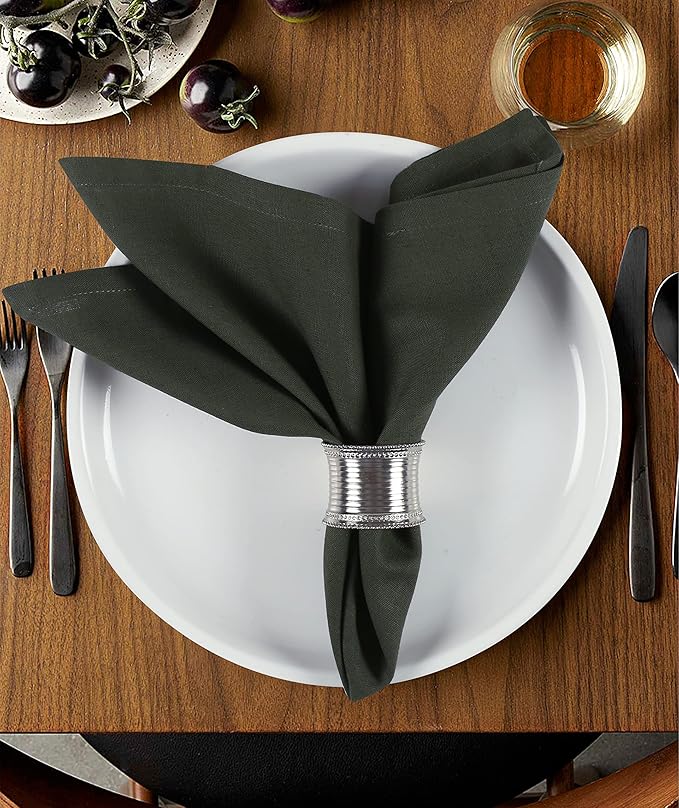 NATURALCRAFT Cloth Napkins Set of 12 Cotton Linen 18x18 Inch - Soft Durable Easter Washable - Ideal for Hotel Farmhouse Party Spring Summer Easter - Perfect Everyday Use (Martini Olive)