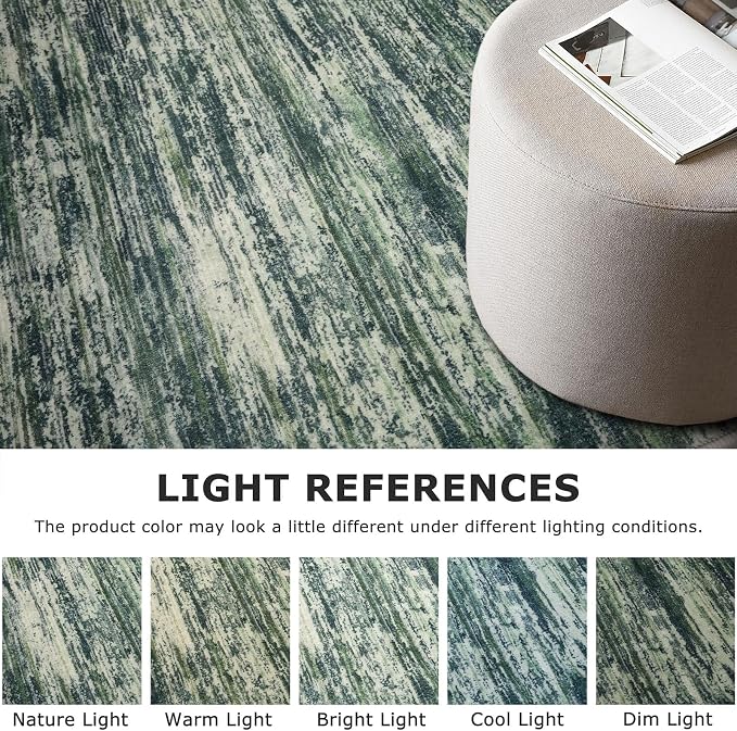 SIILOOM 2x7 Modern Abstract Runner Rug for Hallways, Dark Green Super Soft Hallway Decor Kitchen Rugs with Non-Slip, Non-Shedding Washable Rug for Hallways Entryway Bedroom Indoor