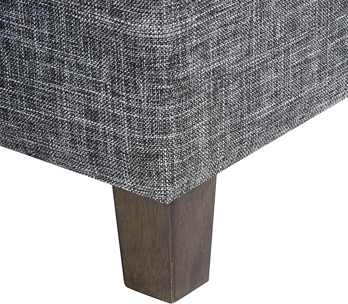 Homepop Classic Square Storage Ottoman with Lift Off Lid | Ottoman with Storage for Living Room & Bedroom, Slate Grey