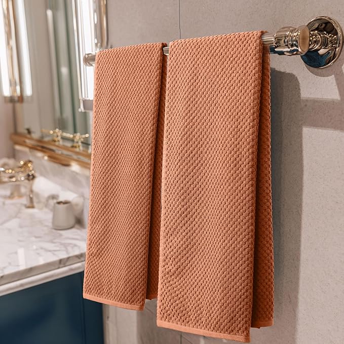 COTTON CRAFT Waffle Bath Towel - Set of 4 Luxurious Euro Spa Waffle Weave Towels - 100% Ringspun Cotton - Super Absorbent Quick Dry Bath Shower Towels - Oversized 30 inches x 56 inches - Mocha