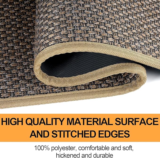 SUMLANS Kitchen Mat Set of 2 PCS, Cushioned Non Slip Rugs for Kitchen Floor, Absorbent Runner Comfort Standing Mats Washable for Kitchen, Office, Home (Brown, 17.3"x30"+17.3"x71")