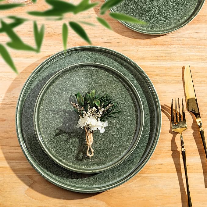 AmorArc Ceramic Dinnerware Sets, Handmade Reactive Glaze Stoneware Plates and Bowls Sets,Highly Chip and Crack Resistant | Dishwasher & Microwave Safe Dishes Set, Service for 4 (12pc)