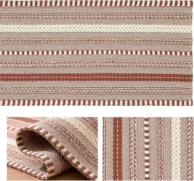 Artoid Mode Caramel Farmhouse Woven Table Runner, Seasonal Holiday Rustic Kitchen Dining Table Decoration for Home Party Decor 12x120 Inch