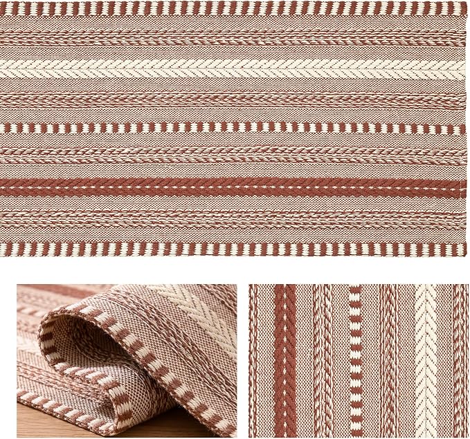 Artoid Mode Caramel Farmhouse Woven Table Runner, Seasonal Holiday Rustic Kitchen Dining Table Decoration for Home Party Decor 12x36 Inch