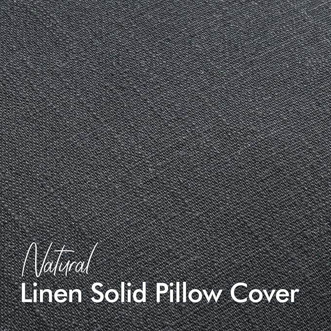 20x20 Inch Set of 2 Decorative Linen Solid Throw Pillow Covers Boho Accent Farmhouse Couch Pillowcases Modern Netural Home Decor for Couch Sofa Living Room Bed,Dark Gray