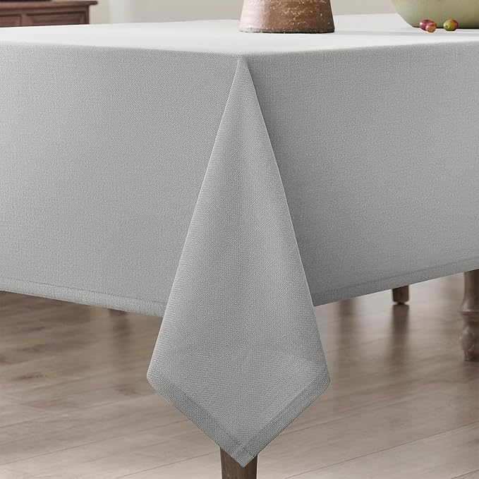 Grey Rectangle Tablecloth 55 x 102 Inch Gray Linen Table Cloth for 6 Foot Rectangle Table Wrinkle Resistant Washable Fabric Cloth Tablecloth for Buffet Holiday Party Dinner Wedding