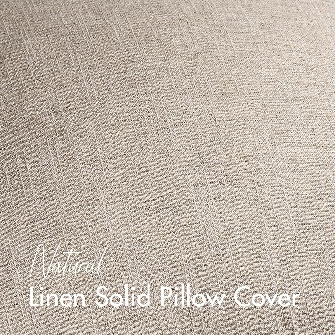 24x24 Inch Set of 2 Decorative Linen Solid Throw Pillow Covers Boho Farmhouse Euro Pillows Modern Neutral Home Decor for Couch Sofa Living Room Bed,Natural Linen