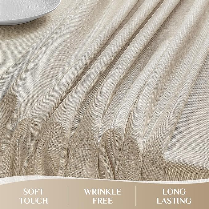 Softalker Small Tablecloth Beige 52x70 Inch Rectangle Linen Textured Outdoor Tablecloths Stain and Wrinkle Resistant Decorative Dining Table Cover Waterproof for Spring,Easter,Party,Garden,Coffee