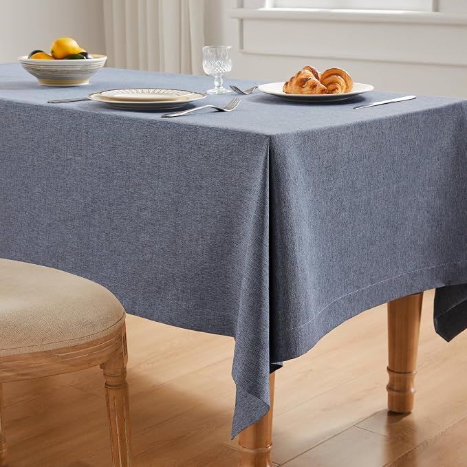 ZeeMart Basic Linen Textured Table Cloth, 52 x 52 Inch Navy Blue, Farmhouse Style Dark Blue Square Tablecloth, Wrinkle Resistant Washable Heavy Weight TableCloths