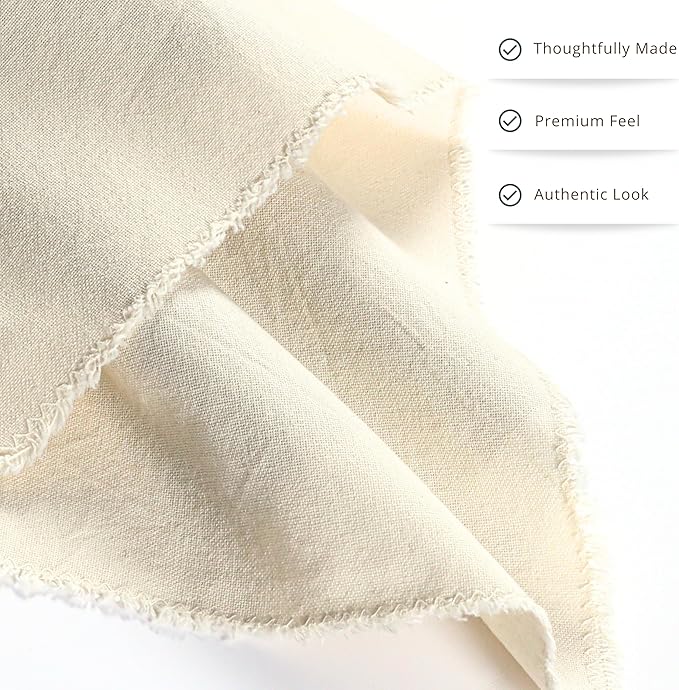 Ramanta Home Cloth Napkins Set of 12 Light Flax 18x18 Inch - Spring Soft & Durable Frayed Dinner Napkin for Easter Wedding, Birthday | Heavy Weight Fabric Table Linen for Everyday Use Family Dinners