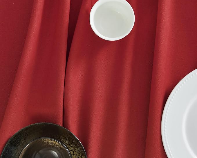 ZeeMart Basic Linen Textured Table Cloth, 60 x 104 Inch Red, Farmhouse Style Red Rectangle Tablecloth, Wrinkle Resistant Washable Heavy Weight TableCloths