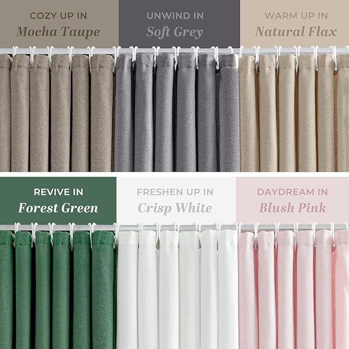 Seasonwood Linen Shower Curtain Neutral Vintage Farmhouse Linen Shower Curtains for Bathroom Boho Bathroom Decor with 12 Sturdy Stainless Steel Sliding Hangers(Grey,72x72 Inches)