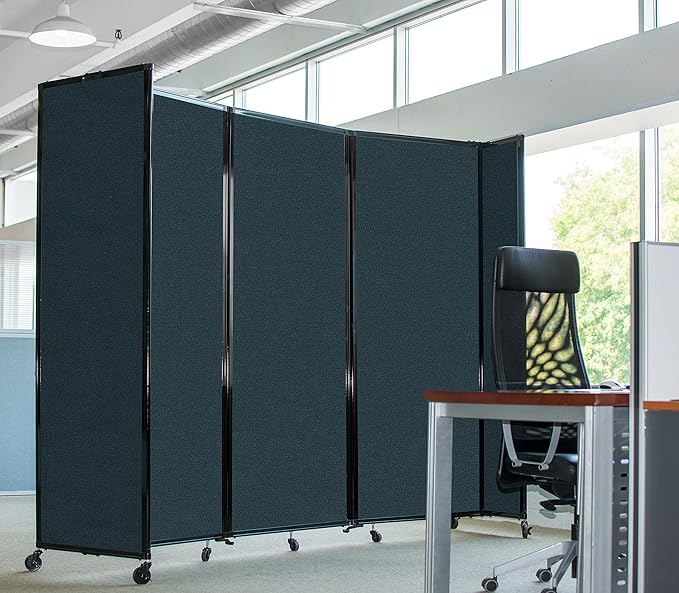 Versare Room Divider 360 Portable Wall Partition | Folding Panels | Large Freestanding Divider | Locking Wheels | Temporary Room Separator