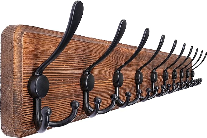 SKOLOO Rustic Large Coat Rack Wall Mount-38.6'' Long Coat Rack for Wall, Wood Coat Rack Hook, Farmhouse Coat Hanger Wall Mount for Hanging Jacket Coat