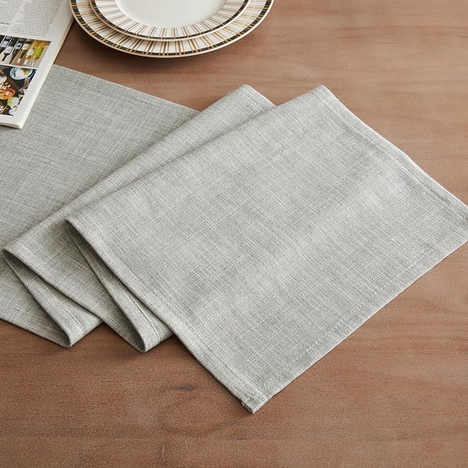 ZeeMart Rustic Cotton Linen Table Runner, 13x108 Inches Light Grey, Farmhouse Style Grey Table Runners 108 Inches Long, Washable Kitchen Dining Table Decoration for Home Party Decor