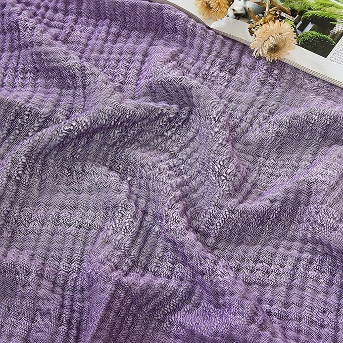 EMME Cotton Muslin Twin XL Blanket Breathable Gauze Blanket Soft Lightweight Blankets Adults Gifts for Women (Purple, 66"x90")