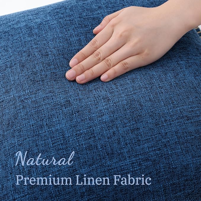 decorUhome Patriotic Summer Decorative Throw Pillow Covers 24x24 Set of 2 Square Faux Linen Outdoor Neutral Farmhouse Euro Sham Coastal Pillow Covers with Stitched Edge for Couch Sofa, Dark Blue