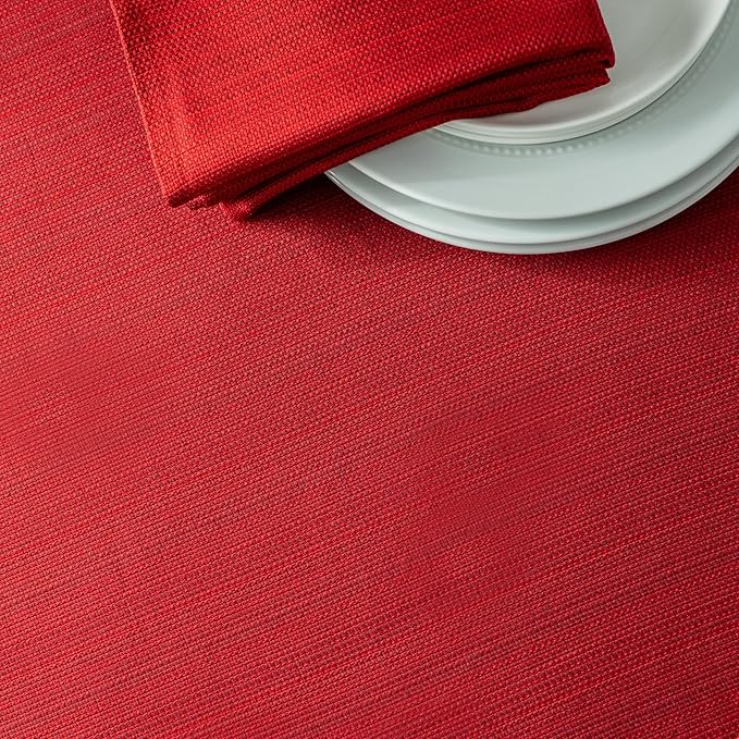 Benson Mills Cameron Textured Fabric Table Cloth, for Everyday, Parties, Holiday, Winter, and Christmas Tablecloth (52" x 70" Rectangular, Millennium Red)