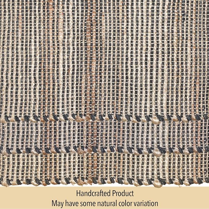 Chardin home Natural Jute Table Runner 13x36 Inch – Vintage Boho Rustic Table Decor – Handwoven Table Runner in Natural Jute and Black – Farmhouse Dining or Console Table Accent