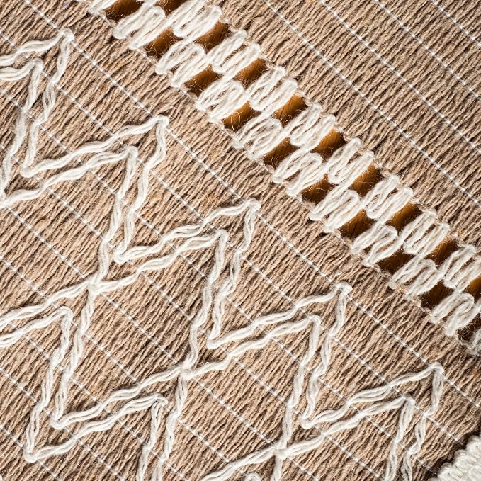 Boho Table Runner for Spring Home Decor (14x60 Inches) Long Farmhouse Rustic Table Runner, Macrame Runner with Tassels for Dining Living Room Bedroom Bridal Shower (Cream & Latte)