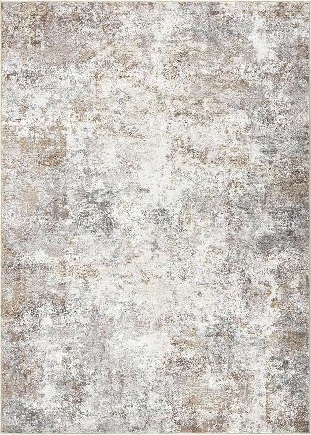UERMEI 12x18 Area Rug Living Room Rugs - Washable Neutral Modern Abstract Soft Thin Rug Indoor Floor No Slip Rug Carpet for Bedroom Under Dining Table Home Office Decor - Blue/Light Brown