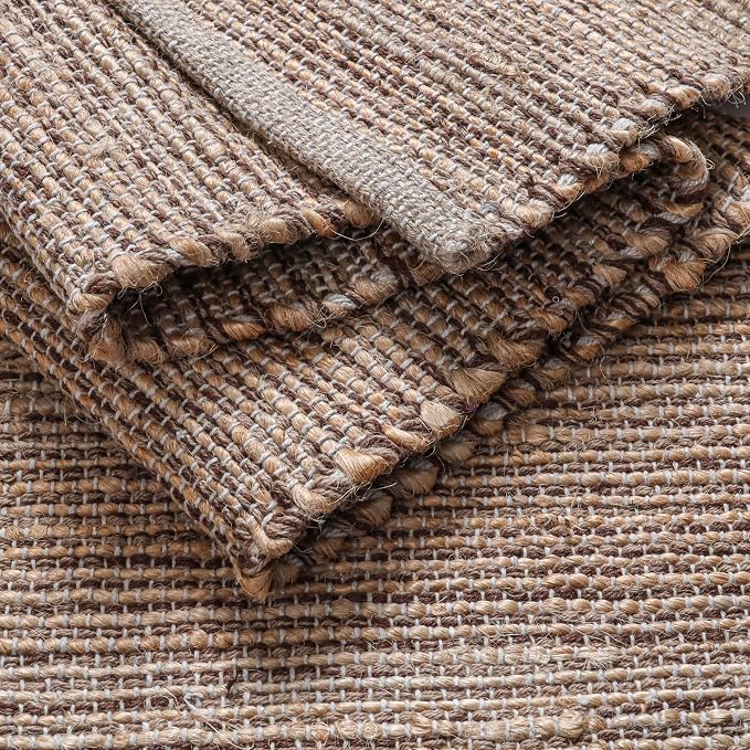 Boho Jute Table Runner for Dining Tables, Rustic Brown Table Runner Farmhouse Style , Cotton and Jute Neutral Colorful Indoor Kitchen Decor, 13 X 36 Inch, - Natural- Brown