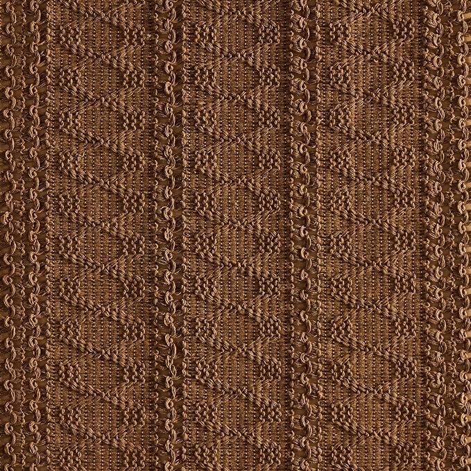 ZeeMart Macrame Style Boho Table Runner, Brown Table Runners 36 Inches Long, Farmhouse Woven Home Decor, 12x36 Inch, Caramel