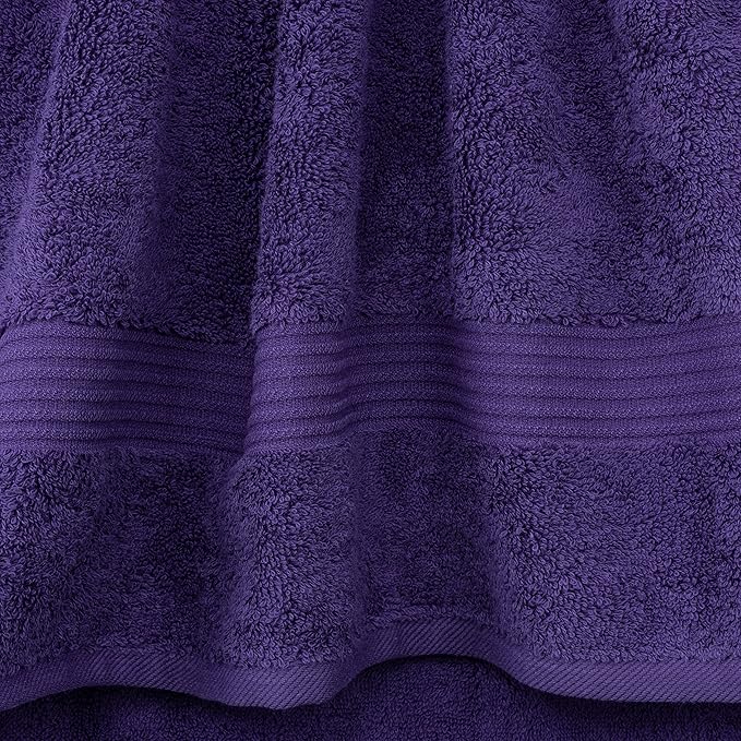 Cotton Paradise 100% Cotton Turkish Towel Set, Soft Absorbent Quick Dry, 4 Piece Washcloth Set, Violet Purple