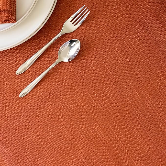 Benson Mills Cameron Textured Fabric Table Cloth, for Everyday Home Dining, Parties, Fall, Harvest, and Thanksgiving Tablecloth (60" x 120" Rectangular, Bison/Rust/Burnt Orange)