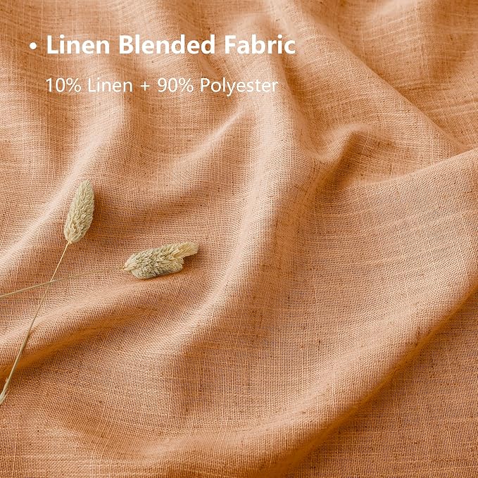 Linen Blended Sheer Curtains & Drapes - 72 Inches 2 Panels Set | Light Filtering & Semi-Sheer Privacy Protection, Grommet Top, Fits Living Room and Bedroom, 54 Inches Wide, Burnt Orange