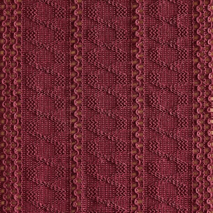 ZeeMart Macrame Style Boho Table Runner, Burgundy Red Table Runners 36 Inches Long, Farmhouse Woven Home Decor, 12x36 Inch, Burgundy