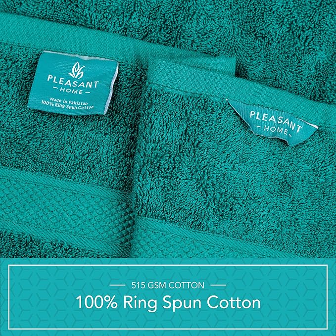 Pleasant Home Bath Towels Set of 6 (24” x 50”) 100% Cotton, 515 GSM | Lightweight, Soft & Highly Absorbent Luxury Towels for Bathroom | for Gym, Pool & Spa | 6 Pack, Teal