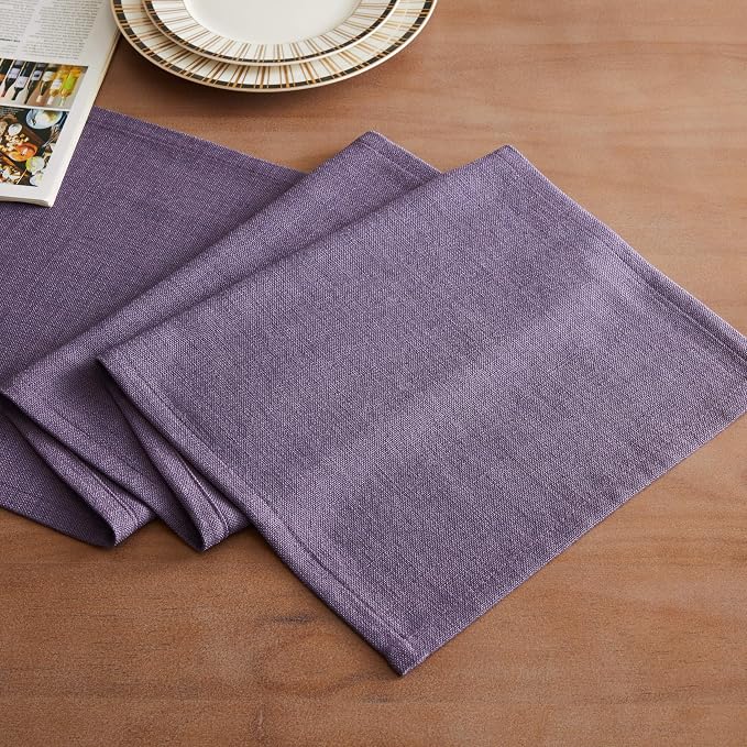 ZeeMart Rustic Cotton Linen Table Runner, 13x108 Inches Purple, Farmhouse Style Purple Table Runners 108 Inches Long, Washable Kitchen Dining Table Decoration for Home Party Decor
