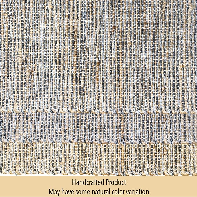 Chardin home Natural Jute Table Runner 13x72 Inch – Vintage Boho Rustic Table Decor – Handwoven Table Runner in Natural Jute and Grey – Farmhouse Dining or Console Table Accent