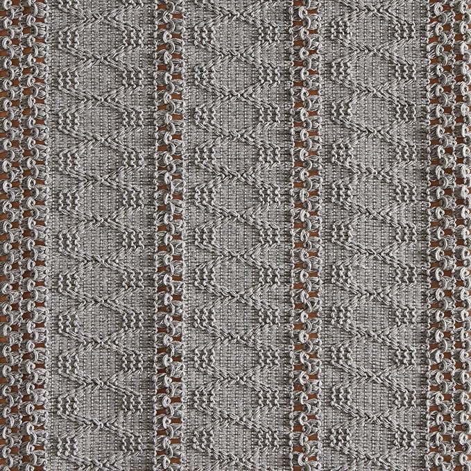 ZeeMart Macrame Style Boho Table Runner, Grey Table Runners 90 Inches Long, Farmhouse Woven Home Decor, 12x90 Inch, Grey ﻿