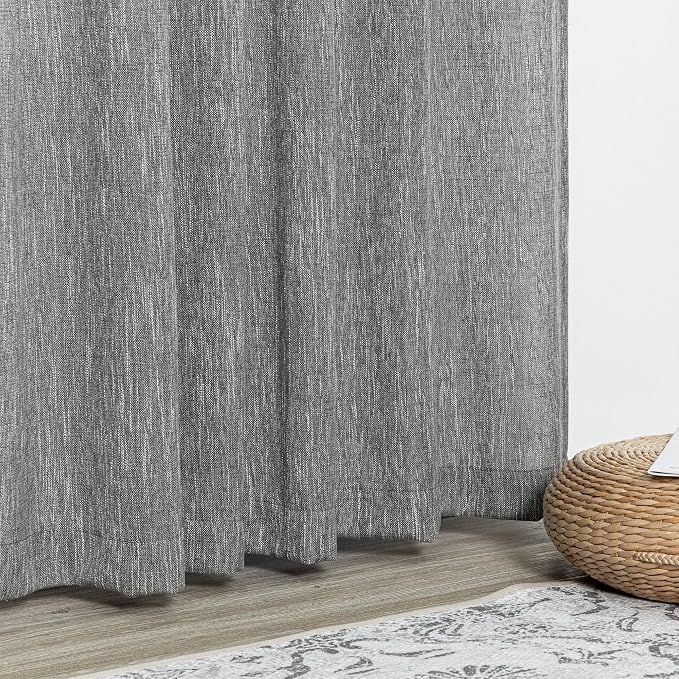 MYSKY HOME Long Sheer Curtains Farmhouse, Sliding Door Curtain for Living Room Light Filtering Privacy Protect Soft Cotton Blend Back Tab Window Drapes Boho, 50" x 108", Dark Grey, 2 Panels