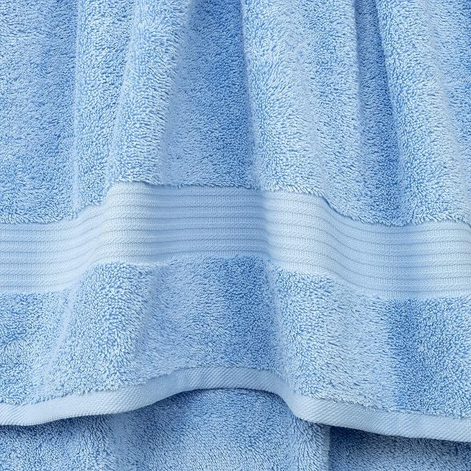 Cotton Paradise 100% Cotton Turkish Towel Set, Soft Absorbent Quick Dry, 4 Piece Washcloth Set, Sky Blue