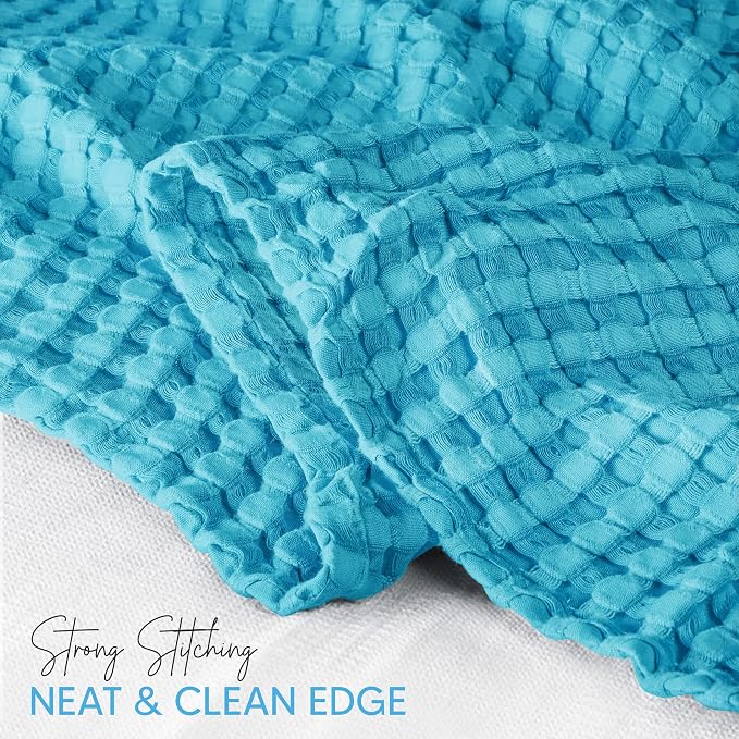 Utopia Bedding 100% Cotton Waffle Weave Blanket Queen Size for Bed - Lightweight, Breathable Summer Blankets Soft and Cozy, Gifts for Women Home Room Decor (Teal, 90x90 Inch)