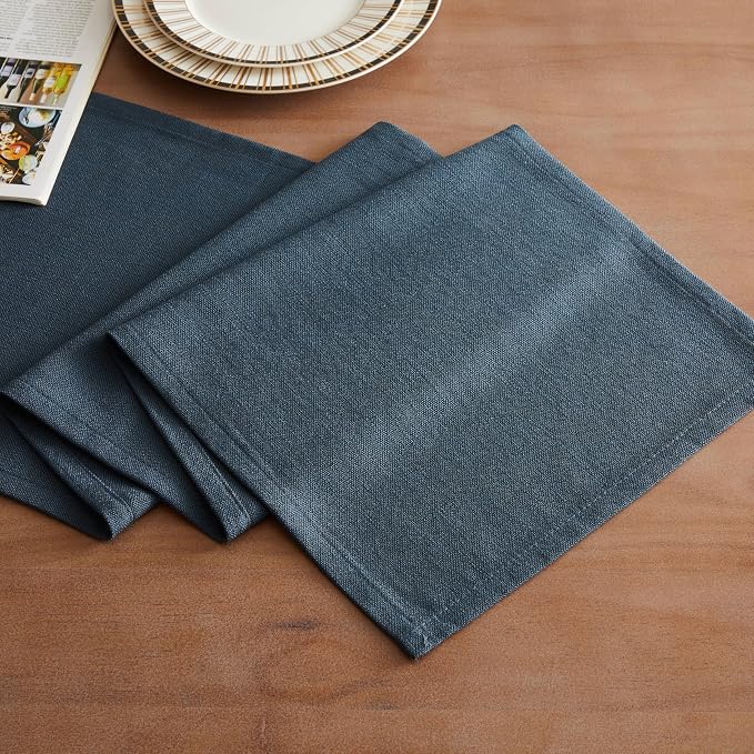 ZeeMart Rustic Cotton Linen Table Runner, 13x36 Inches Navy, Farmhouse Style Navy Blue Table Runners 36 Inches Long, Washable Kitchen Dining Table Decoration for Home Party Decor