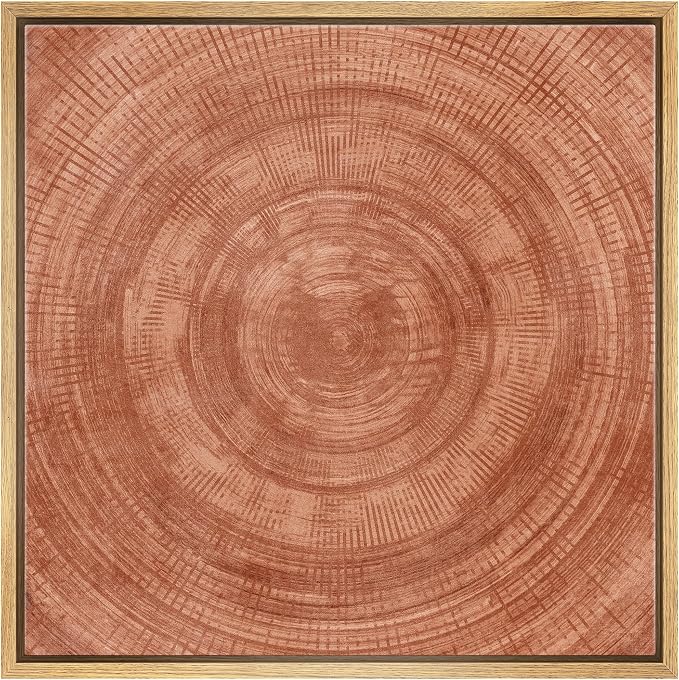 SIGNWIN Framed Canvas Print Wall Art Brown Geometric Circle Spiral Pattern Abstract Shapes Illustration Modern Art Decorative Boho Relax/Zen for Living Room, Bedroom, Office - 16"x16" Natural