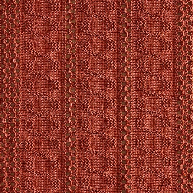 ZeeMart Macrame Style Boho Table Runner, Rust Table Runners 60 Inches Long, Farmhouse Woven Home Decor, 12x60 Inch, Rust