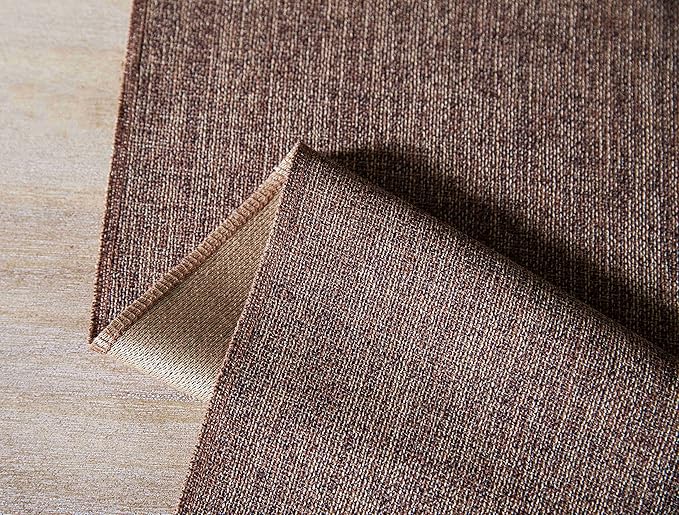 ZeeMart Brown Table Runners 60 Inches Long, Burlap Linen Style Rustic Farmhouse Table Runner, Boho Woven Dining Table Runner, 13x60 Inches, Brown