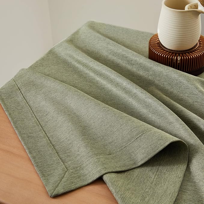 ZeeMart Basic Linen Textured Table Cloth, 60 x 60 Inch Olive, Farmhouse Style Green Square Tablecloth, Wrinkle Resistant Washable Heavy Weight TableCloths