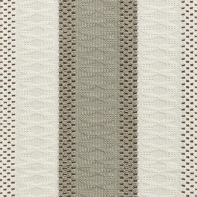 ZeeMart Macrame Style Bicolor Stitching Table Runner, 14 x 90 Inch Dark Sage/Ivory, Boho Grey Sage Table Runners 90 Inches Long, Farmhouse Woven Home Decor