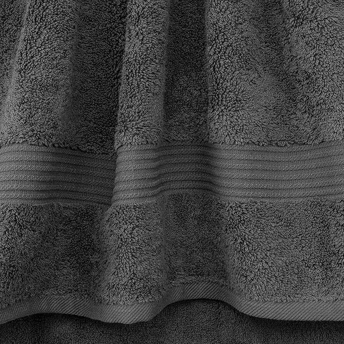 Cotton Paradise 100% Cotton Turkish Towel Set, Soft Absorbent Quick Dry, 4 Piece Hand Towel Set, Dark Gray