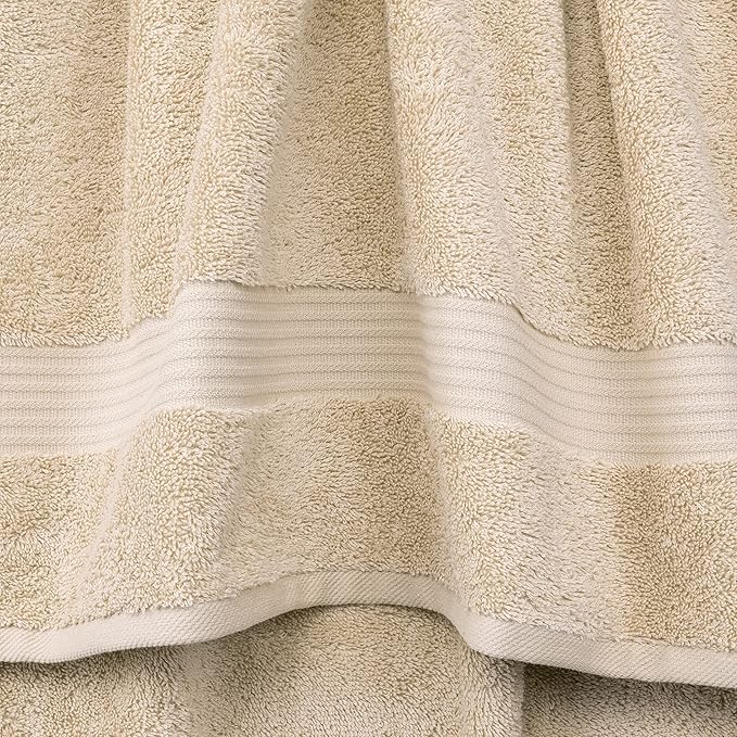 Cotton Paradise 100% Cotton Turkish Towel Set, Soft Absorbent Quick Dry, 4 Piece Hand Towel Set, Beige